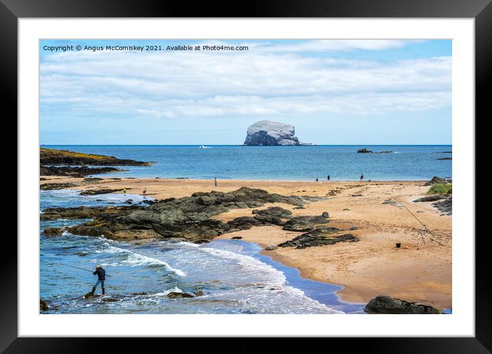 Fisherman and Bass Rock Framed Mounted Print by Angus McComiskey