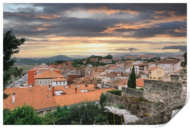 view of medieval city in Spain with colorful sky Print by David Galindo