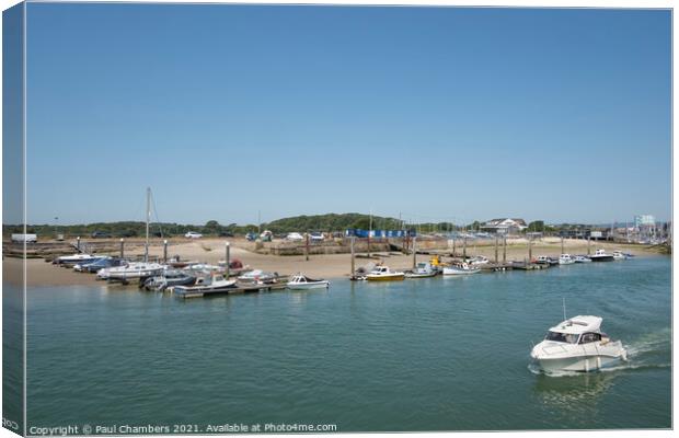 Littlehampton Marina with moored boats and a small Canvas Print by Paul Chambers