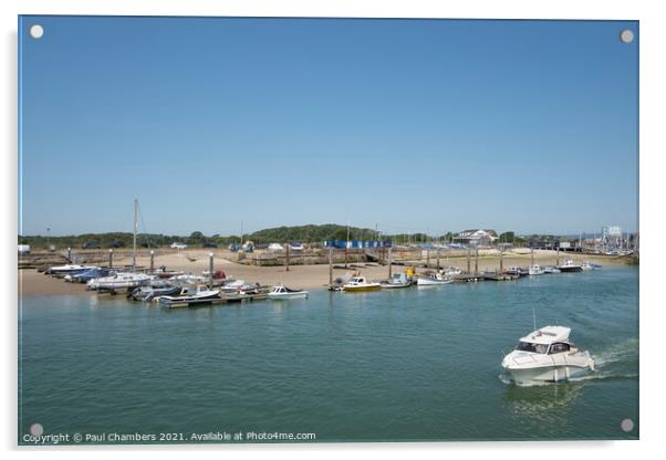 Littlehampton Marina with moored boats and a small Acrylic by Paul Chambers