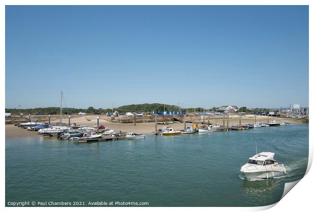 Littlehampton Marina with moored boats and a small Print by Paul Chambers
