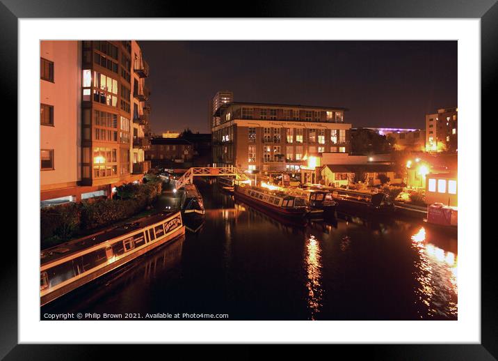 Birmingham Canals at Night 005 Framed Mounted Print by Philip Brown