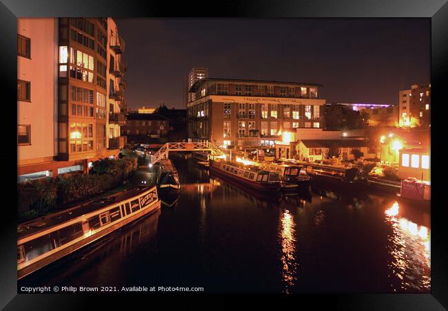 Birmingham Canals at Night 005 Framed Print by Philip Brown