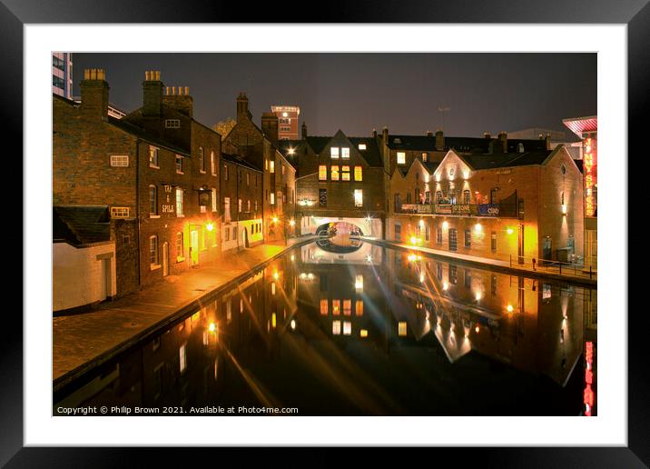 Birmingham Canals at Night 006 Framed Mounted Print by Philip Brown