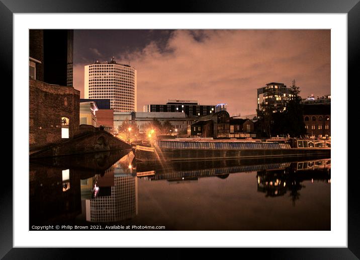 Birmingham Canals at Night 007 Framed Mounted Print by Philip Brown