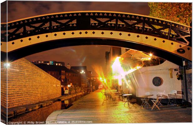 Birmingham Canals at Night 008 Canvas Print by Philip Brown