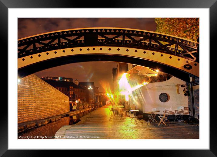 Birmingham Canals at Night 008 Framed Mounted Print by Philip Brown