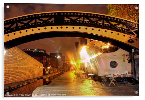 Birmingham Canals at Night 008 Acrylic by Philip Brown