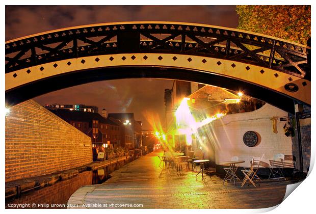 Birmingham Canals at Night 008 Print by Philip Brown