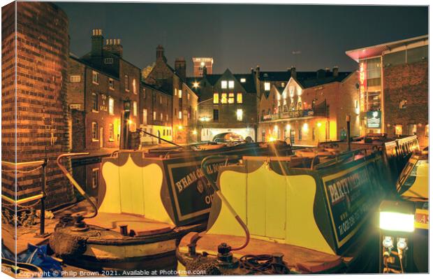 Birmingham Canals at Night Canvas Print by Philip Brown
