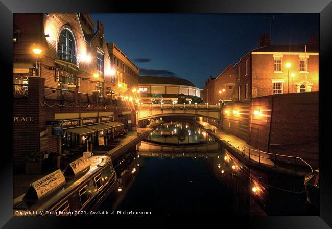 Birmingham Canals at Night 010 Framed Print by Philip Brown