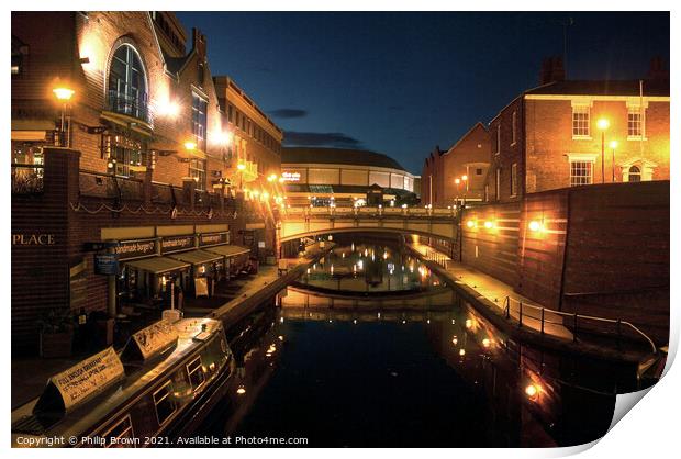 Birmingham Canals at Night 010 Print by Philip Brown