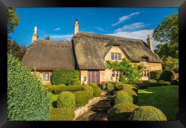 Chipping Campden Thatched Cottage Framed Print by David Ross