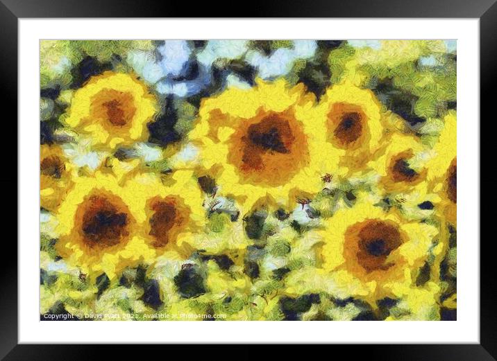 Sunflowers Van Gogh Abstracts  Framed Mounted Print by David Pyatt