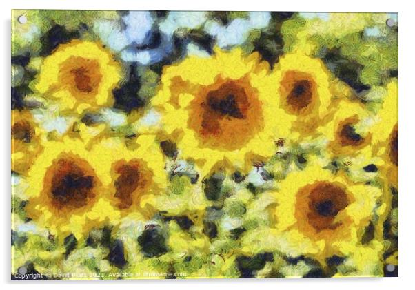 Sunflowers Van Gogh Abstracts  Acrylic by David Pyatt
