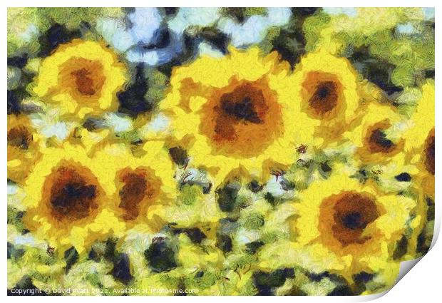 Sunflowers Van Gogh Abstracts  Print by David Pyatt