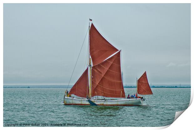 SB Reminder Thames sailing barge off Southend on Sea, Thames Estuary. Print by Peter Bolton