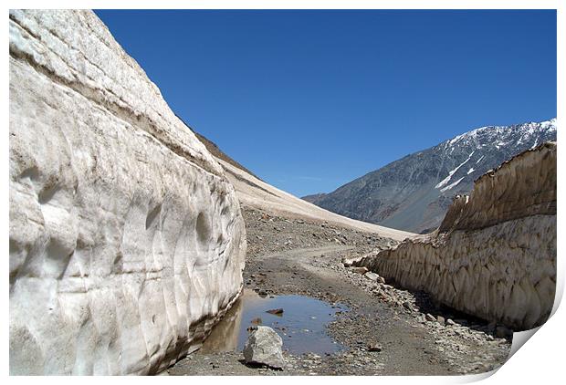 Snow Bank Lahaul Valley, Himalayas, India Print by Serena Bowles