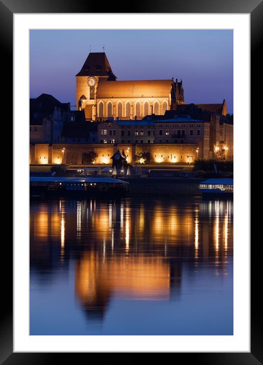 Torun Cathedral With Reflection In River Framed Mounted Print by Artur Bogacki