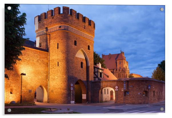 Medieval Bridge Gate and City Wall in Torun Acrylic by Artur Bogacki