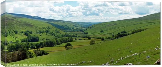 Panoramic View Down Littondale Yorkshire Dales Canvas Print by Nick Jenkins