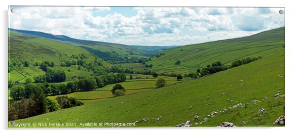 Panoramic View Down Littondale Yorkshire Dales Acrylic by Nick Jenkins
