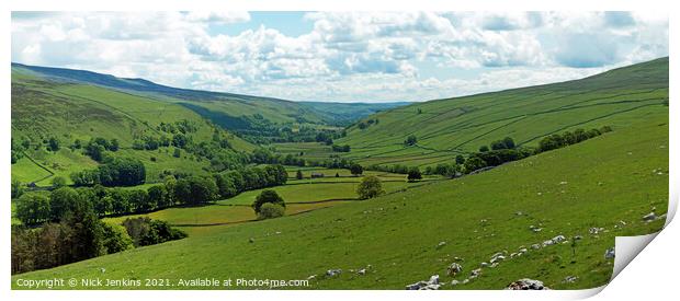 Panoramic View Down Littondale Yorkshire Dales Print by Nick Jenkins