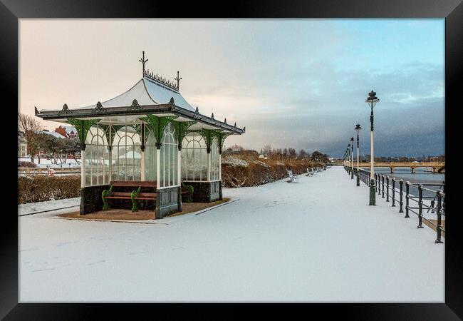 Snowy Southport Framed Print by Roger Green