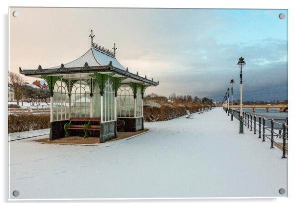 Snowy Southport Acrylic by Roger Green
