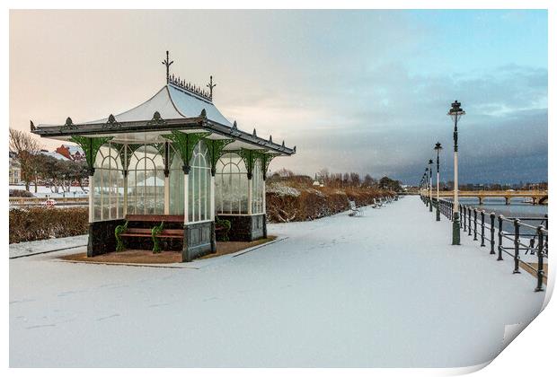Snowy Southport Print by Roger Green