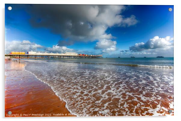 Paignton Beach South Devon Acrylic by Paul F Prestidge