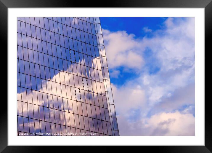 Skyscraper Abstract Glass Building Skyscraper Reflection New Yor Framed Mounted Print by William Perry