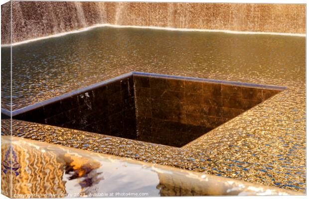 911 Memorial Pool Fountain Waterfall New York NY Canvas Print by William Perry