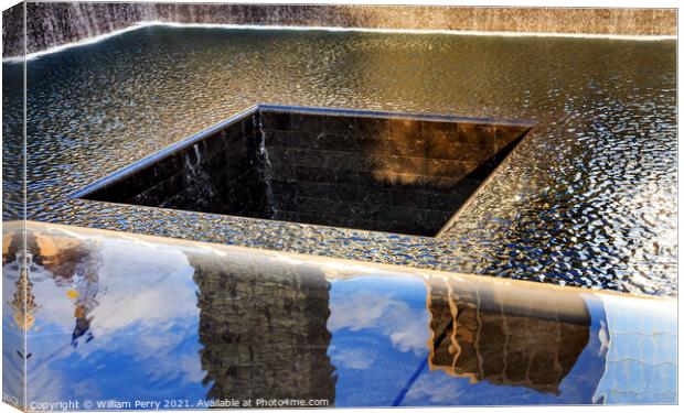 World Trade Center Memorial Pool Fountain Waterfall New York NY Canvas Print by William Perry