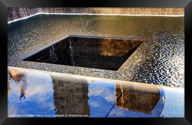 World Trade Center Memorial Pool Fountain Waterfall New York NY Framed Print by William Perry