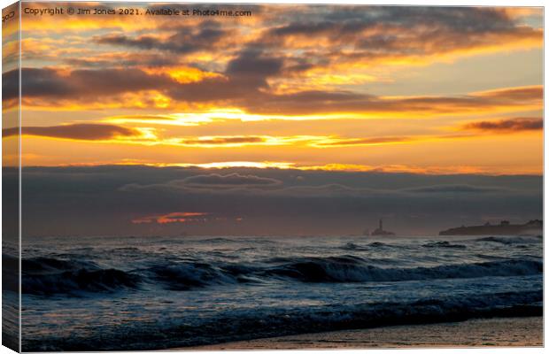 Golden Sky and Silver Sea Canvas Print by Jim Jones