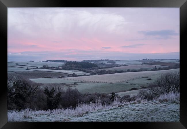 Frosty hills of Bideford , Devon Framed Print by Tony Twyman