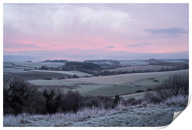 Frosty hills of Bideford , Devon Print by Tony Twyman