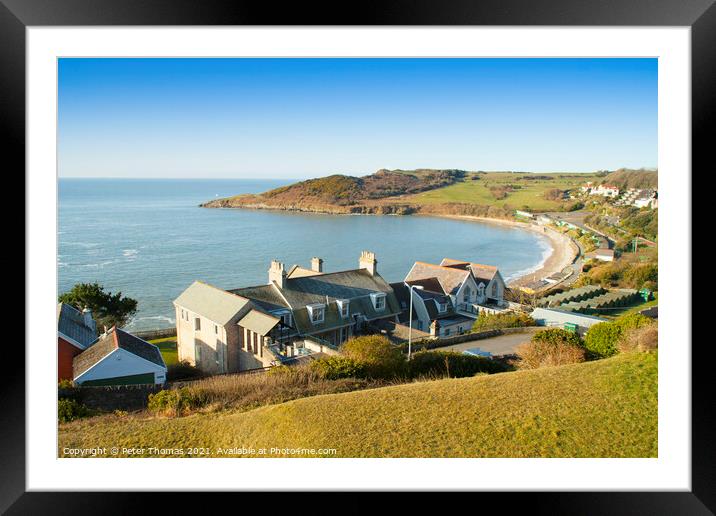 Serene Cove of Langland Bay Framed Mounted Print by Peter Thomas