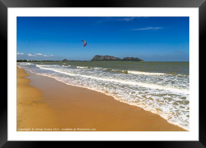 Kite Surfing Thailand Framed Mounted Print by Adrian Evans