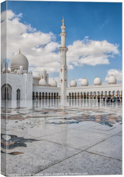Sheikh Zayed Grand golden Mosque Abu Dhabi  Canvas Print by Holly Burgess