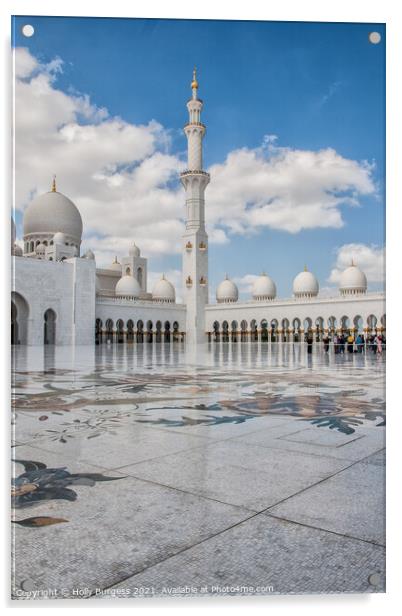 Sheikh Zayed Grand golden Mosque Abu Dhabi  Acrylic by Holly Burgess
