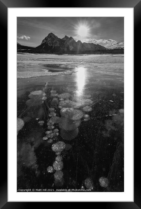 Frozen Ice bubbles on Abraham Lake Framed Mounted Print by Matt Hill