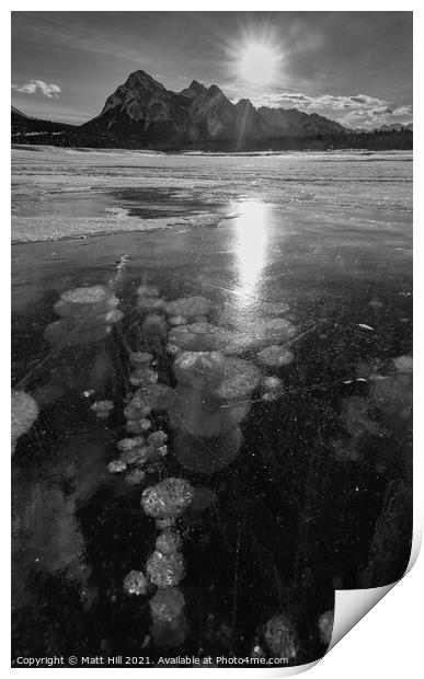 Frozen Ice bubbles on Abraham Lake Print by Matt Hill