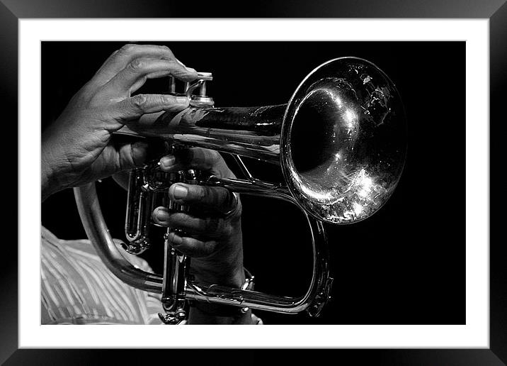 The Trumpet / flugelhorn player Framed Mounted Print by Hush Naidoo