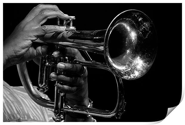The Trumpet / flugelhorn player Print by Hush Naidoo