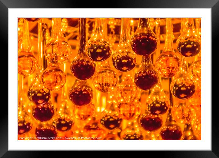 Orange Black Venetian Glass Drops Chandelier Framed Mounted Print by William Perry