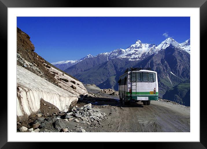 Bus Descending Rhotang Pass, Himalayas, Himachal P Framed Mounted Print by Serena Bowles