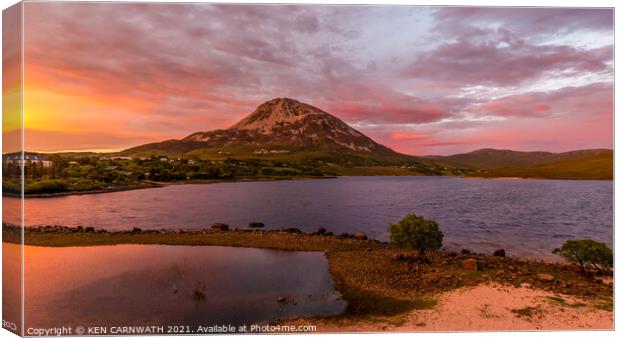 "Golden Majesty: The Enchanting Mount Errigal" Canvas Print by KEN CARNWATH