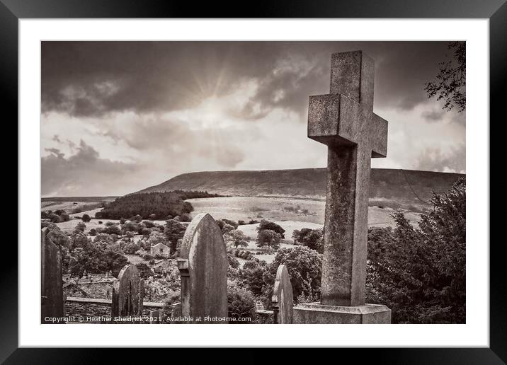 Pendle Hill from Downham Church Doorway Framed Mounted Print by Heather Sheldrick